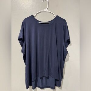 Athleta With Ease Short Sleeve Top In Navy Blue Size XL